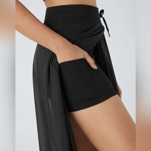 Halara High Waisted Drawstring Mesh 2-in-1 Pocket Flowy Midi Flare Casual Large